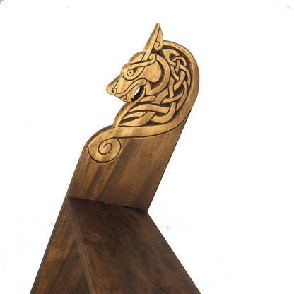 Viking personalized shelf, Wall shelf with wolf head, hanging book shelf , norsk style, medieval decor, Larp and SCA,  display shelf,