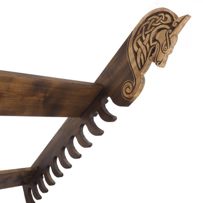 Viking personalized Wall Stand for Weapons, weapon rack with wolf head, hanging weapon holder , norsk style, medieval decor, Larp and SCA,