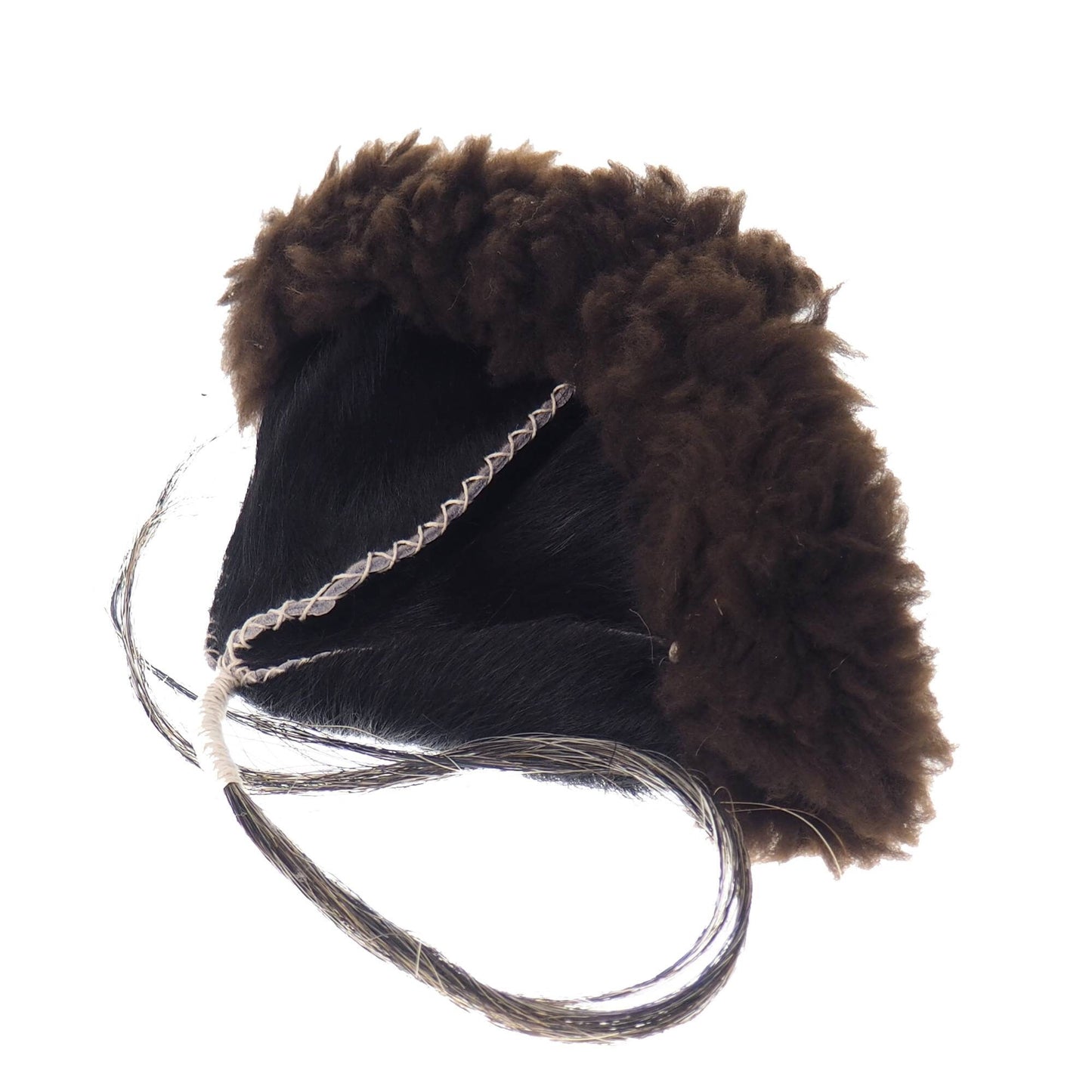Black Historical leather hat with horse tail, hand sewn, larp, medieval, sca, unisex hat, headdress viking, Mongol, Slavic, Viking clothing