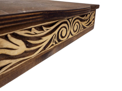 Personalized Hand carved medieval bureau box, wooden desk,  hand carved writer place, medieval, SCA, LARP, reneaccment and fantasy equipment