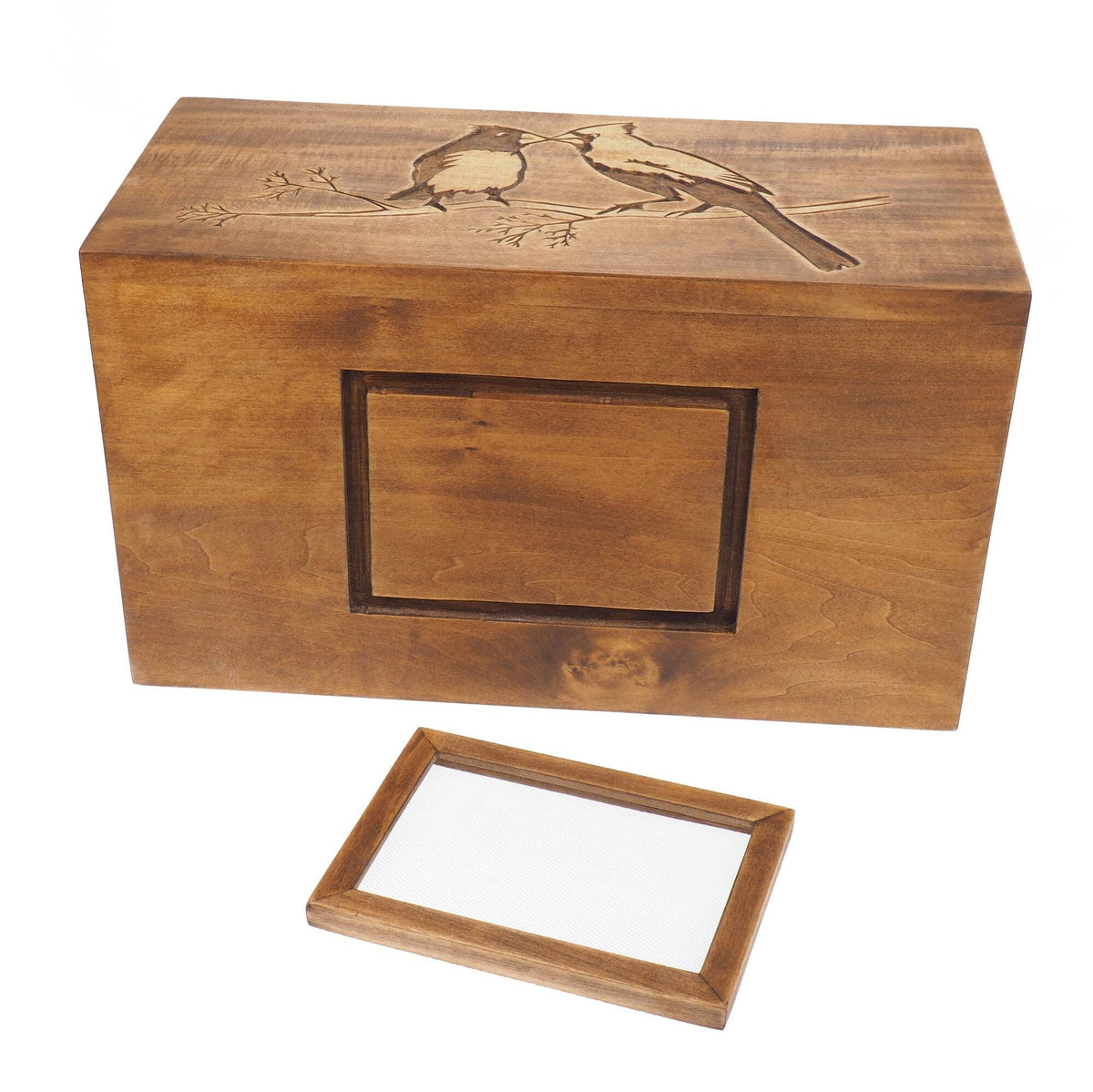 Double  Wood Urn Personalized For Human Ashes, With Frame for Photo, Wooden Memorial Box Carved , Keepsake Cremation Urns,  Boxes For Burial