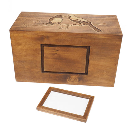 Double  Wood Urn Personalized For Human Ashes, With Frame for Photo, Wooden Memorial Box Carved , Keepsake Cremation Urns,  Boxes For Burial