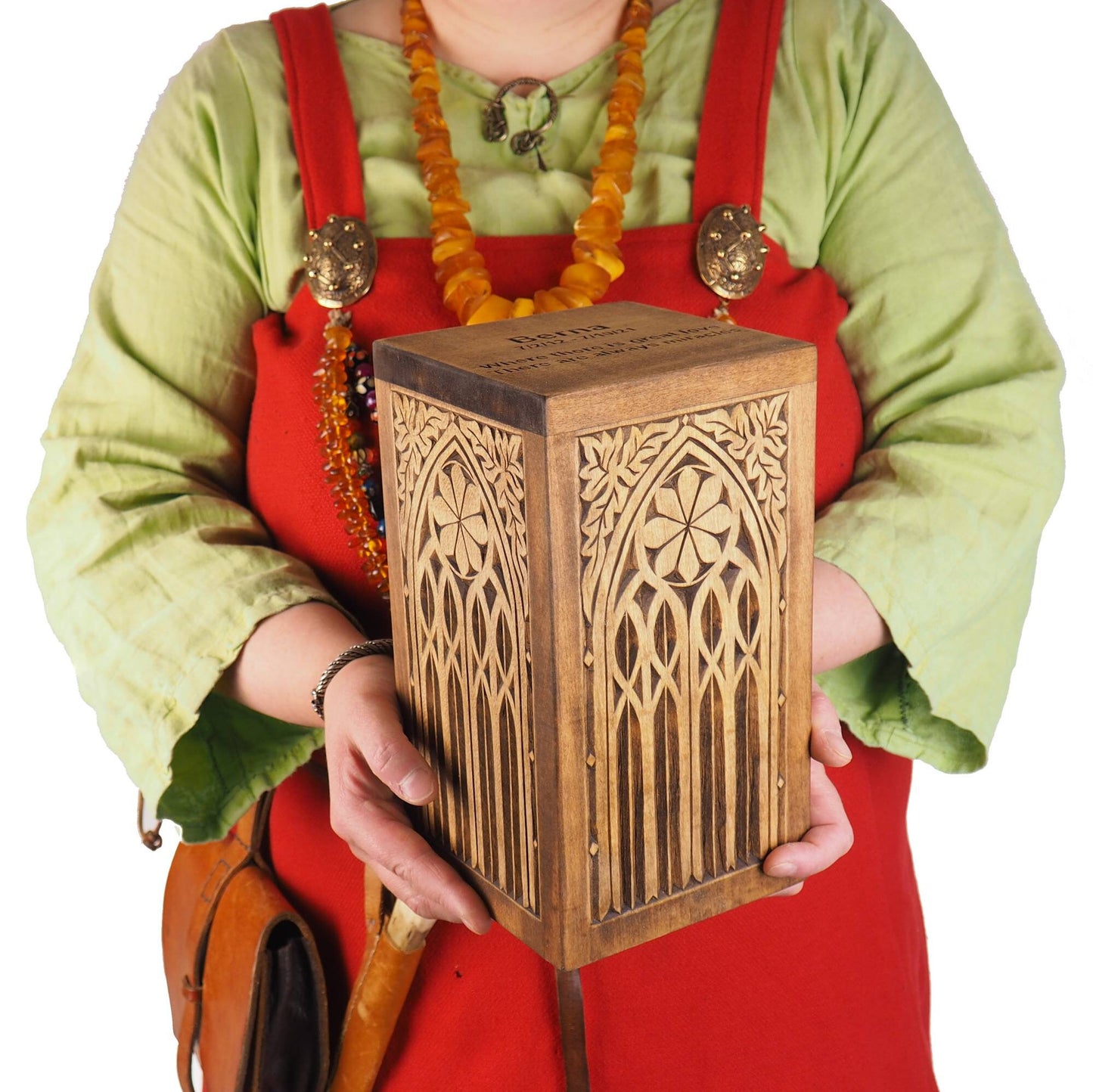 Small Personalized Wood Urn For Human Ashes, Wooden Memorial Box, Carved Keepsake Cremation Urns, Cremation Boxes For Burial Medieval Gothic