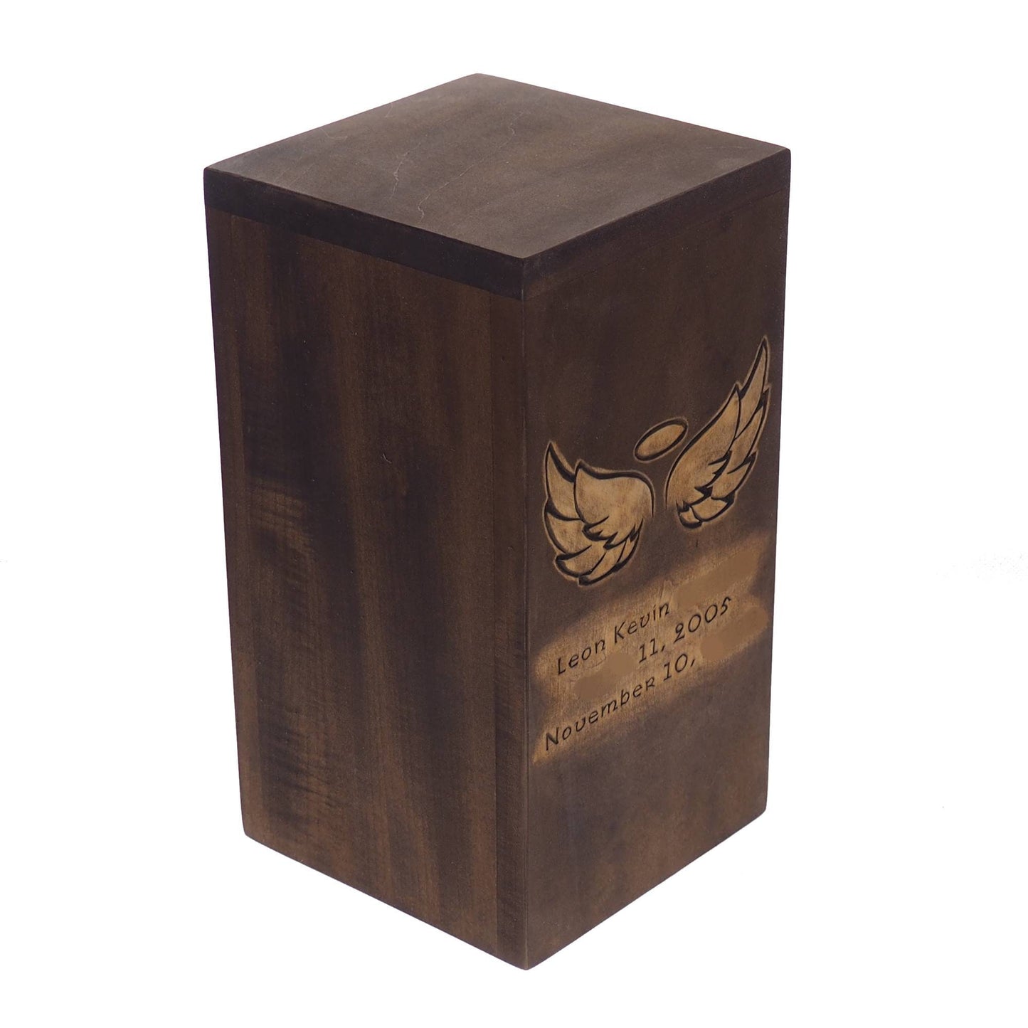Angel Personalized Wood Urn, Children Urn,For Human Ashes, Wooden Memorial Box, Carved Keepsake Cremation Urns, Cremation Box For Burial,