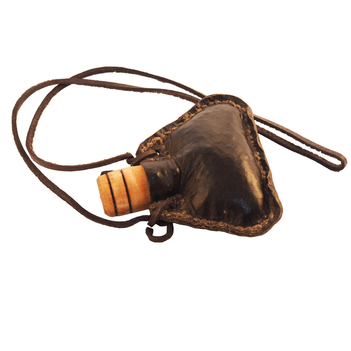 Mini hand crafted authentic medieval wine skin with wooden stopper leather flask bladder ALL NATURAL