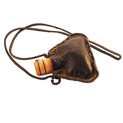 Mini hand crafted authentic medieval wine skin with wooden stopper leather flask bladder ALL NATURAL