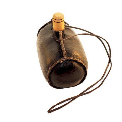 Large hand crafted authentic medieval wine skin with wooden stopper leather flask bladder ALL NATURAL Witcher