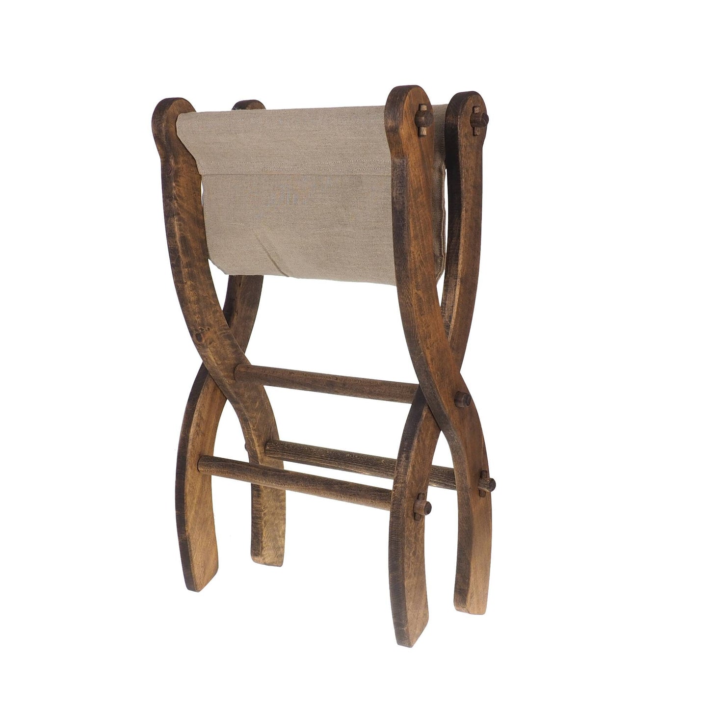 Medium Wooden Folding Stool, Oak finish, Medieval stool, Viking, Larp and SCA, reenactment, camping gear, folding chair, historical bench