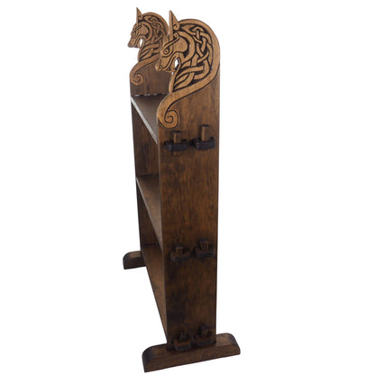 Viking personalized three-shelf bookcase, standing, shelf with wolf head, hanging book shelf , norsk style, medieval decor, Larp and SCA,