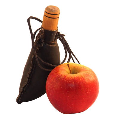 Dark Leather Small hand crafted authentic medieval wine skin with wooden stopper leather flask bladder ALL NATURAL