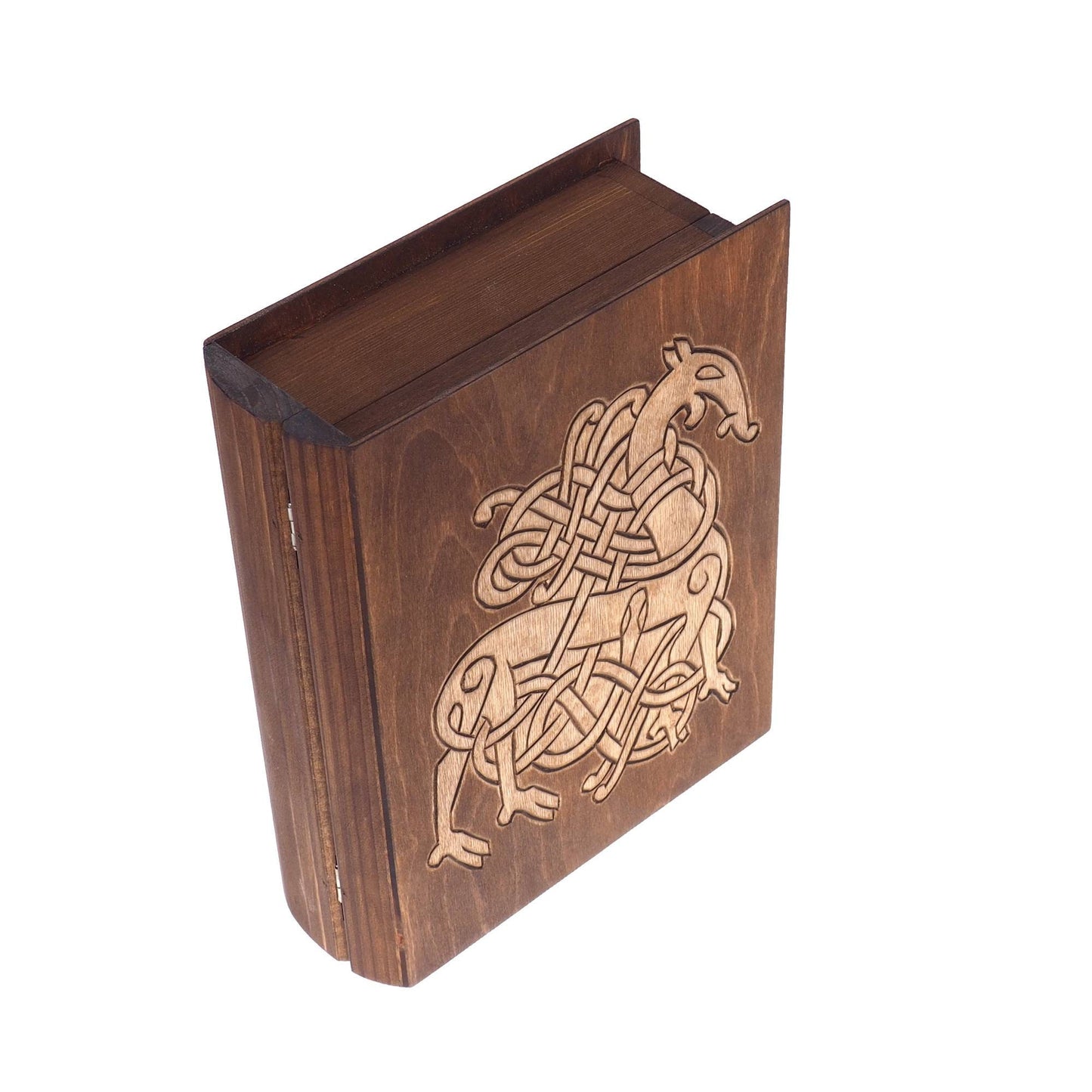 Personalized Hand carved medieval box, Urnes Dragons motive, book shape box, medieval, SCA, LARP, reneaccment and fantasy equipment, viking