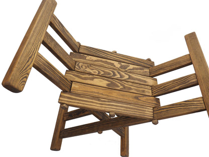 Old dark oak color Wooden medieval viking folding chair, Personalized color