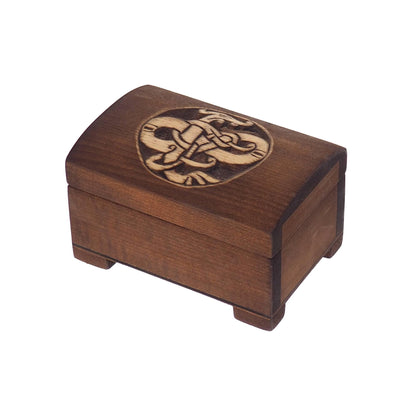 Wooden jewelry box, urnes dragon viking plait, hand carved, personalized, history pattern, gift box, custom jewelry box, wedding memory box,