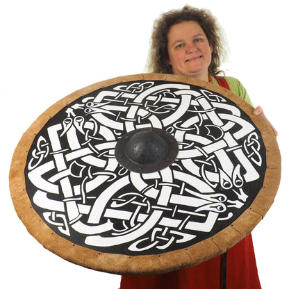 Personalized Dragon Viking Shield Pattern, Norsman shield, Wall decor, Larp and reenactment, SCA ready, black shield