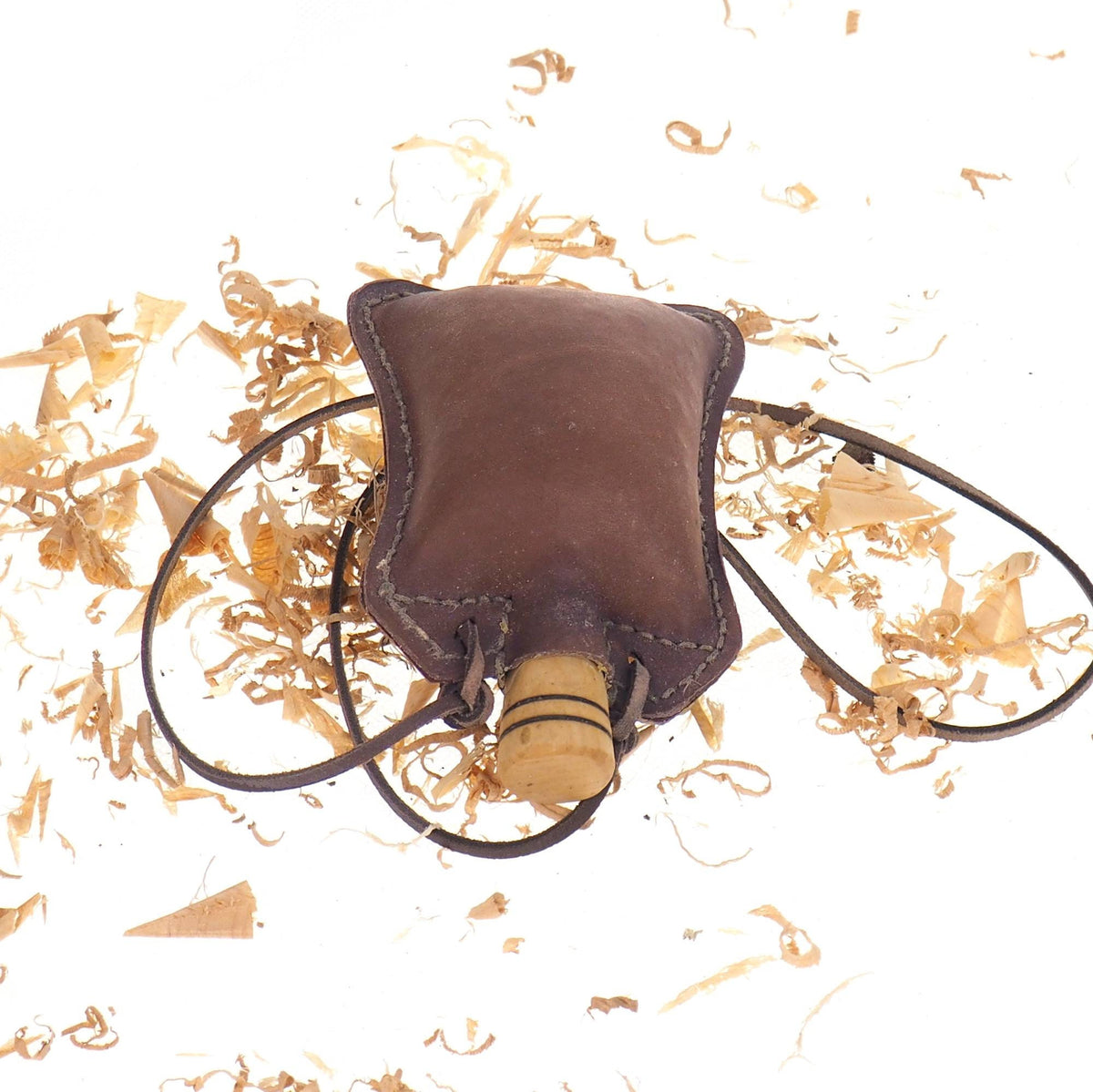 Light Brown Small Flask,  hand crafted, authentic medieval wine skin, with wooden stopper, leather flask bladder ALL NATURAL