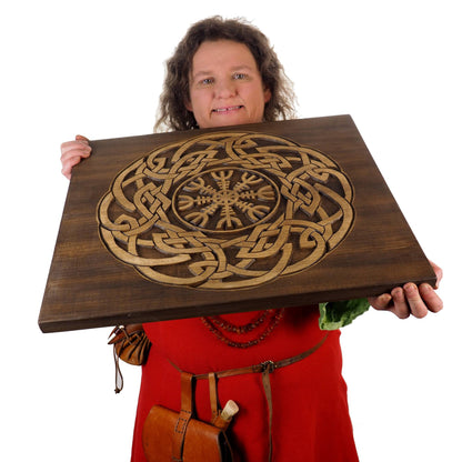 Big Wall sign, Aegishjalmur, Norway, Hand Carving, Viking decor, hand carved wall sign, Viking art, wall hanging, Norse, Scandinavian,Norway