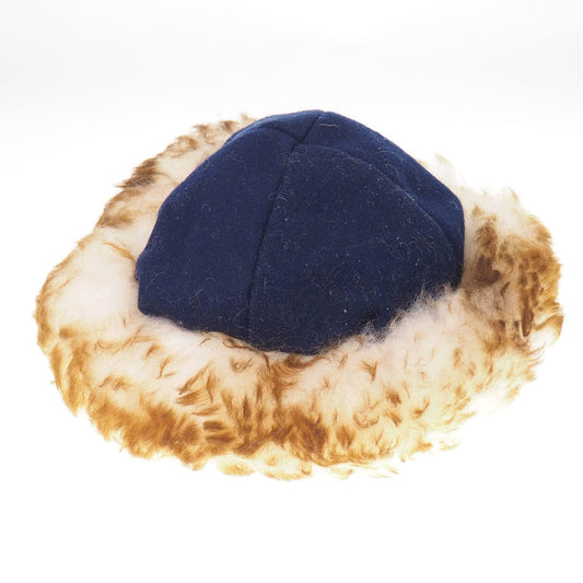 Viking blue wool hat, hand sewn, wool and sheep, larp, medieval, sca, unisex hat, Woolen headdress viking fur Mongol Slavic Viking clothing
