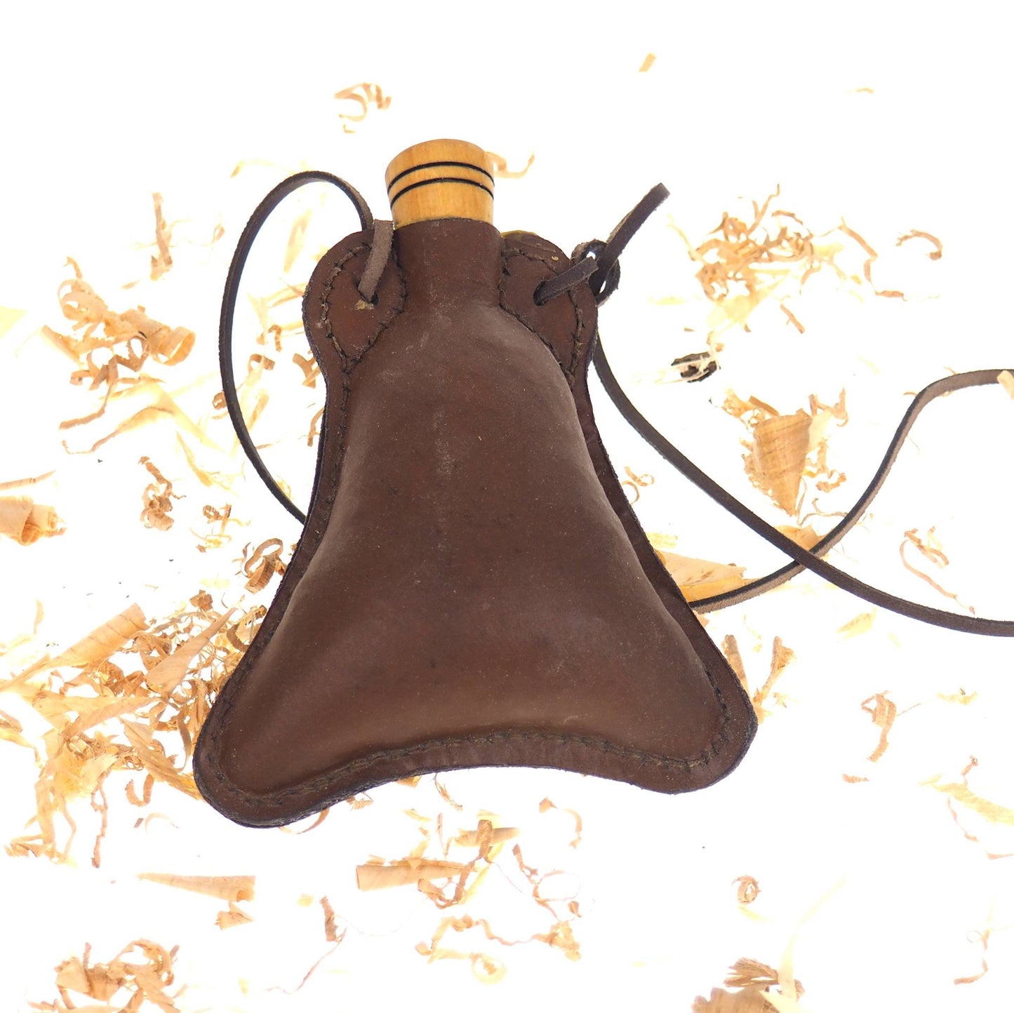 Bright Leather Small hand crafted authentic medieval wine skin with wooden stopper leather flask bladder ALL NATURAL