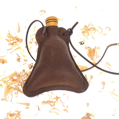 Bright Leather Small hand crafted authentic medieval wine skin with wooden stopper leather flask bladder ALL NATURAL