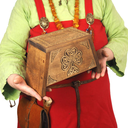 Small urn Shamrock Wooden For Human Ashes, Wooden Memorial Box, Hand Carved, Keepsake Urns, Cremation Boxes For Burial, Celtic pagan