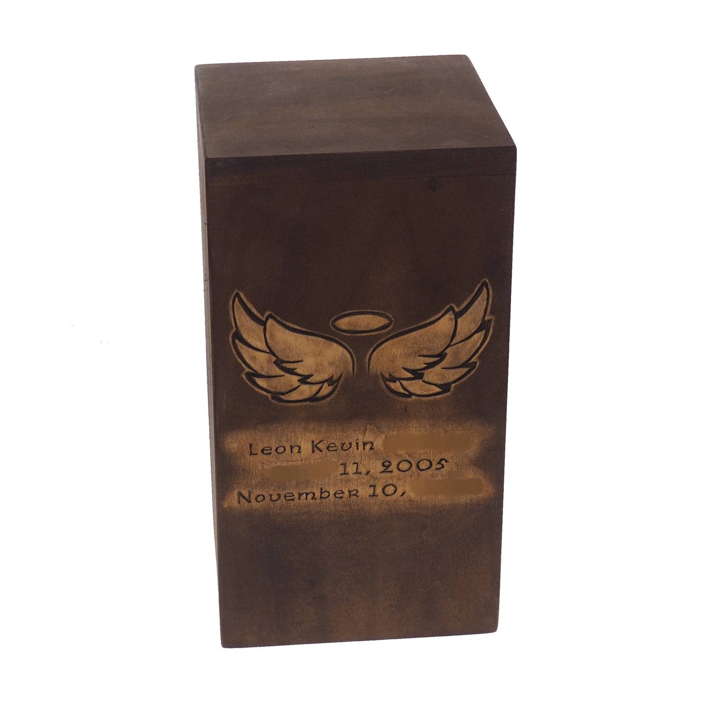 Angel Personalized Wood Urn, Children Urn,For Human Ashes, Wooden Memorial Box, Carved Keepsake Cremation Urns, Cremation Box For Burial,
