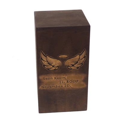 Angel Personalized Wood Urn, Children Urn,For Human Ashes, Wooden Memorial Box, Carved Keepsake Cremation Urns, Cremation Box For Burial,