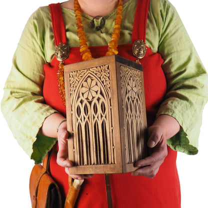 Small Personalized Wood Urn For Human Ashes, Wooden Memorial Box, Carved Keepsake Cremation Urns, Cremation Boxes For Burial Medieval Gothic