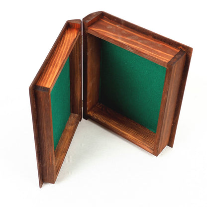 Historical wooden box in the shape of a book with  3 Dogs Book of Kells