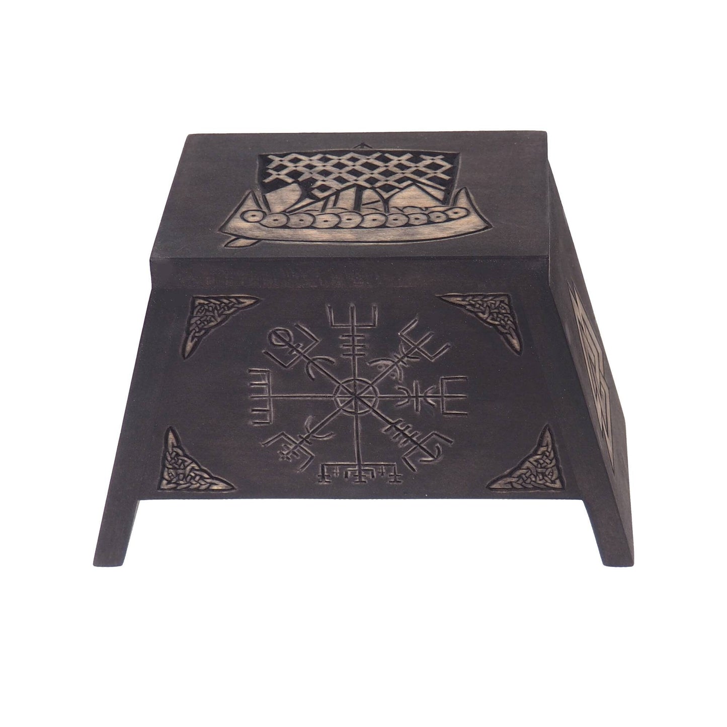 Small urn Runic Compass Wooden For Human Ashes, Wooden Memorial Box, Hand Carved, Keepsake Urns, Cremation Boxes, viking, Celtic pagan