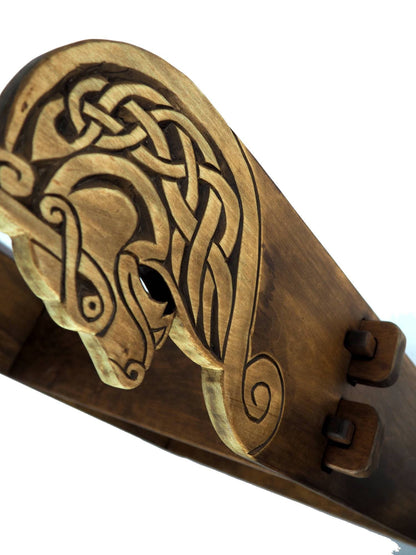 Viking personalized shelf, Wall shelf with wolf head, hanging book shelf , norsk style, medieval decor, Larp and SCA,  display shelf,