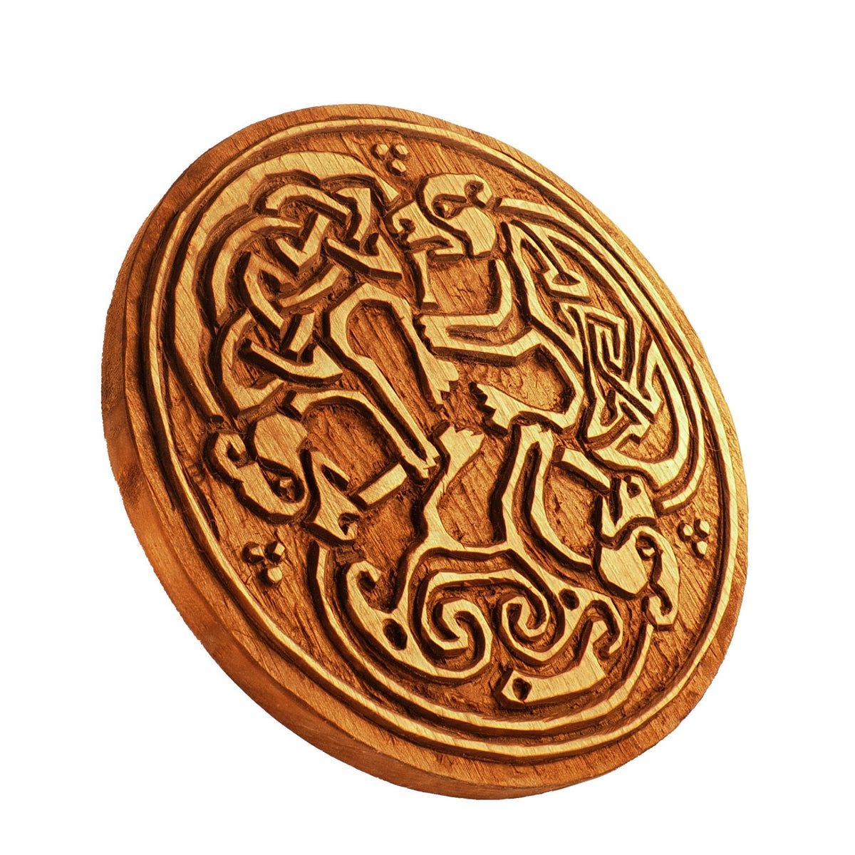 Wooden Hand Carved 3 Dogs Book of Kells Wall Hanging, Three wolves wall carving, celtic art, celtic room decoration, medieval art, norse