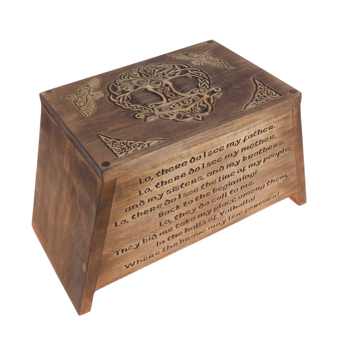 Viking Personalized Wood Urn with Yggdrasil, Wooden Memorial Box Carved , Keepsake Cremation Urns, Cremation Boxes For Burial, Viking pagan
