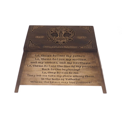 Viking Personalized Wood Urn with Yggdrasil, plait motive,  Wooden Memorial Box, Keepsake Cremation Urns, Cremation Boxes, Viking pagan