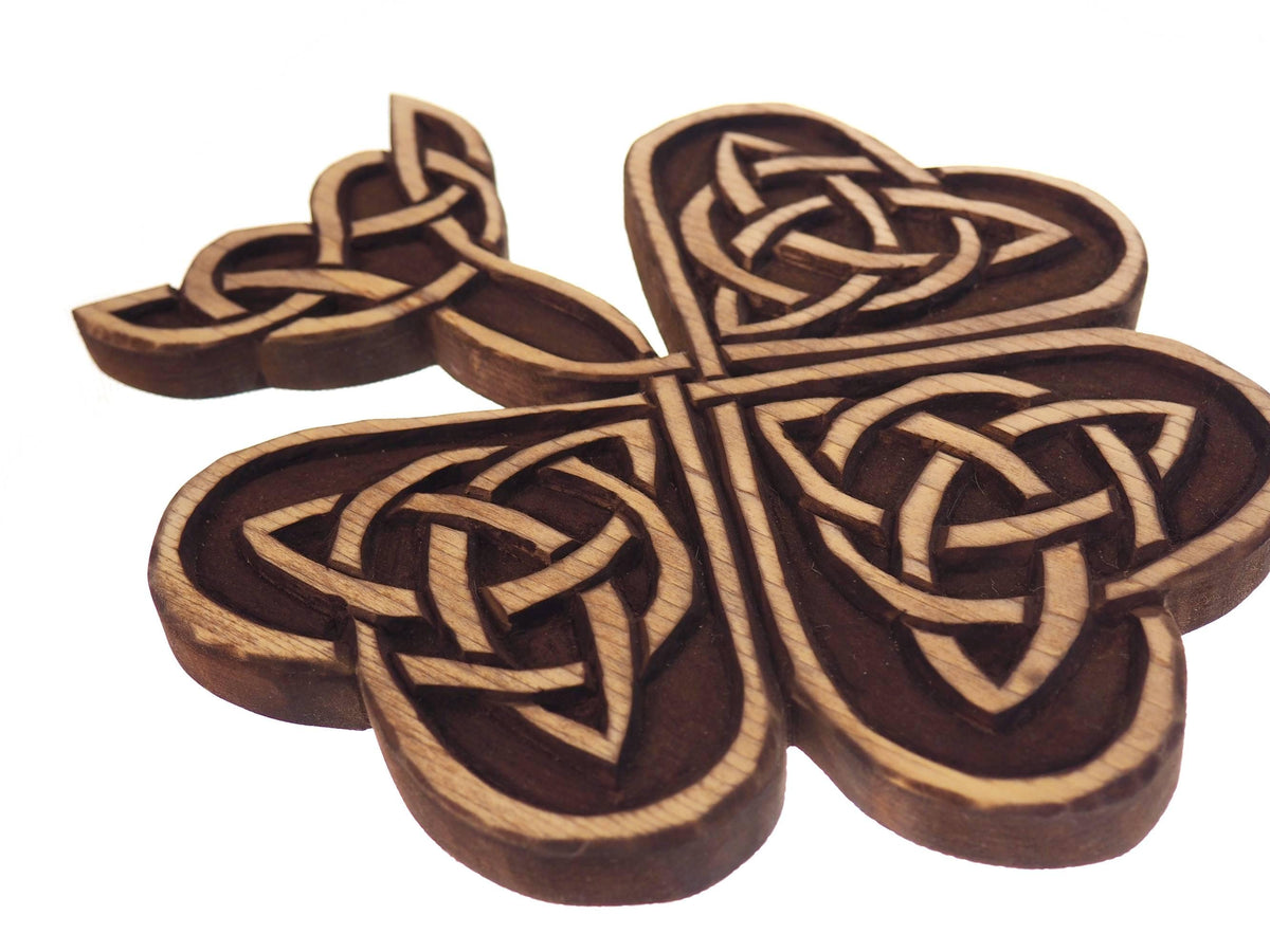 Shamrock Wall Sign, Viking decor, hand carved wall sign, Viking art, wall hanging, carved bear. Norse art, Scandinavian, Irish,