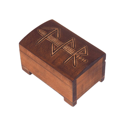 Wooden jewelry box, TYR, viking sword, hand carved, personalized, history pattern, gift box, custom jewelry box, wedding box,  memory box