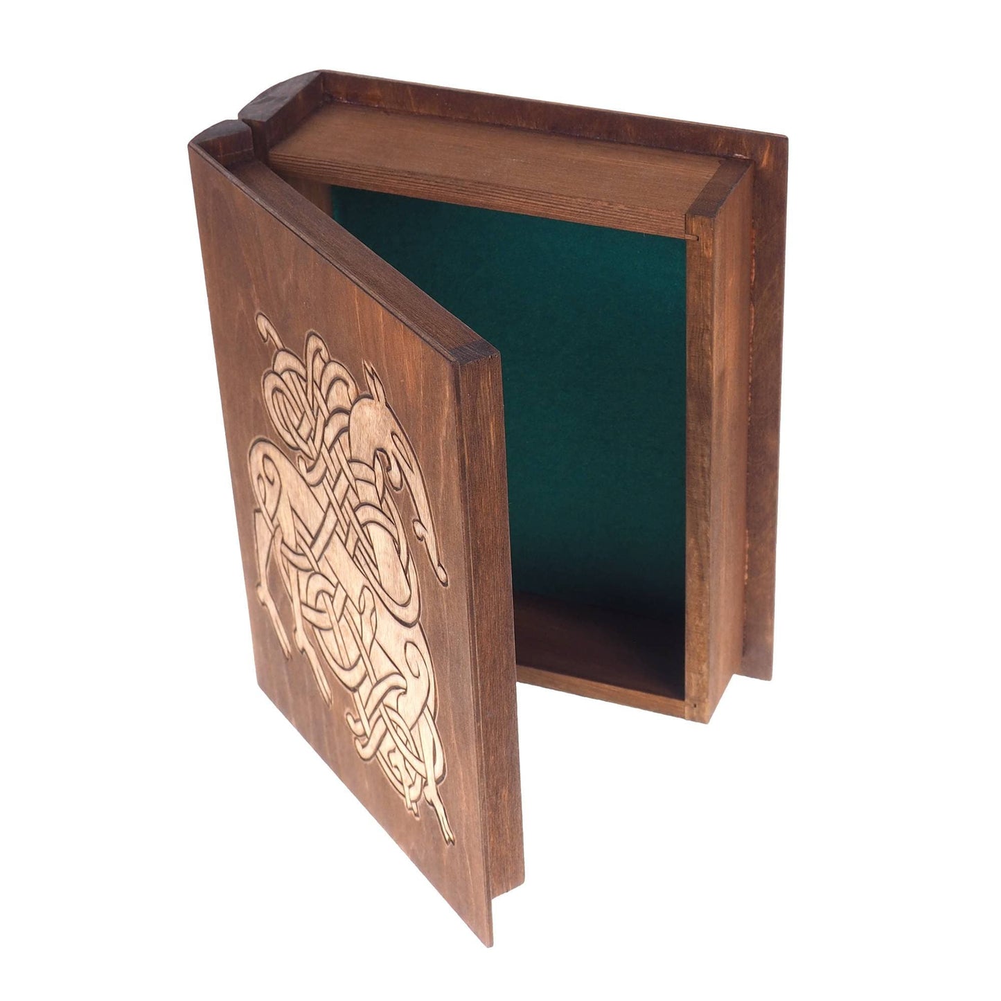 Personalized Hand carved medieval box, Urnes Dragons motive, book shape box, medieval, SCA, LARP, reneaccment and fantasy equipment, viking