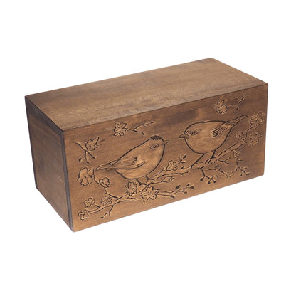 Double  Wood Urn Personalized For Human Ashes, Bird pattern,  Wooden Memorial Box Carved , Keepsake Cremation Urns,  Boxes For Burial