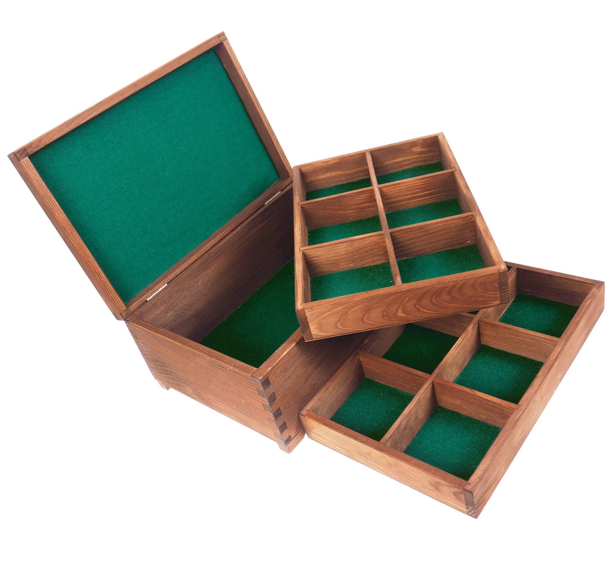 Handmade wooden  jewelry box, divided inside,2 trays x 6 compartments,  memory box,  gift box, wooden box, personalized, jewelry organizer,