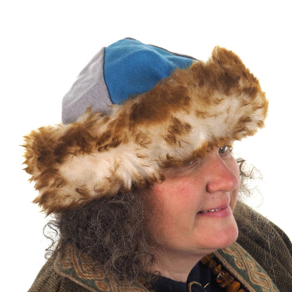 Viking wool hat, blue gray, hand sewn, wool and sheep, larp, medieval, sca, unisex hat, Woolen headdress viking, Slavic Viking clothing
