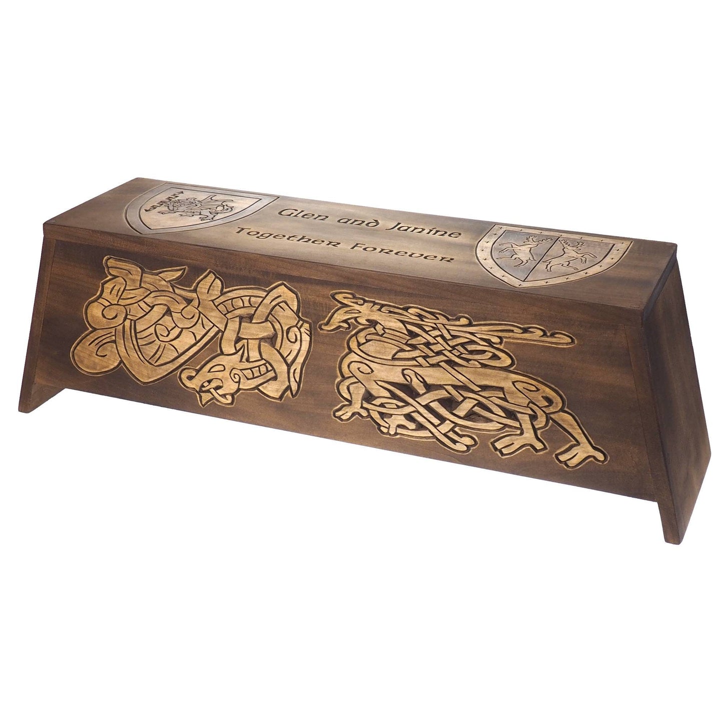 Personalized Double size Wood Urn For Ashes, Wooden Memorial Box Carved , Keepsake Cremation Urns, Cremation Boxes,Burial, Viking pagan