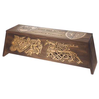 Personalized Double size Wood Urn For Ashes, Wooden Memorial Box Carved , Keepsake Cremation Urns, Cremation Boxes,Burial, Viking pagan