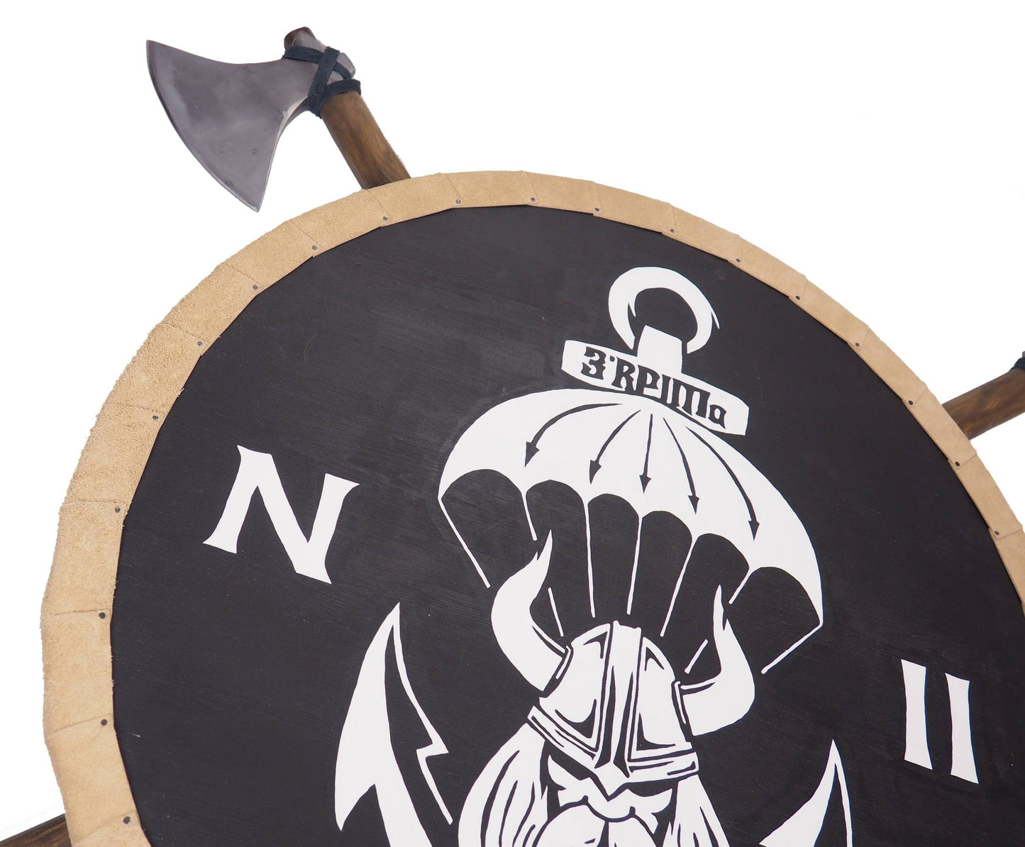Personalized Viking Shield Pattern with 2 axes, 30 inch, Norsman shield, Wall decor, Larp and reenactment, SCA ready, black shield, axe