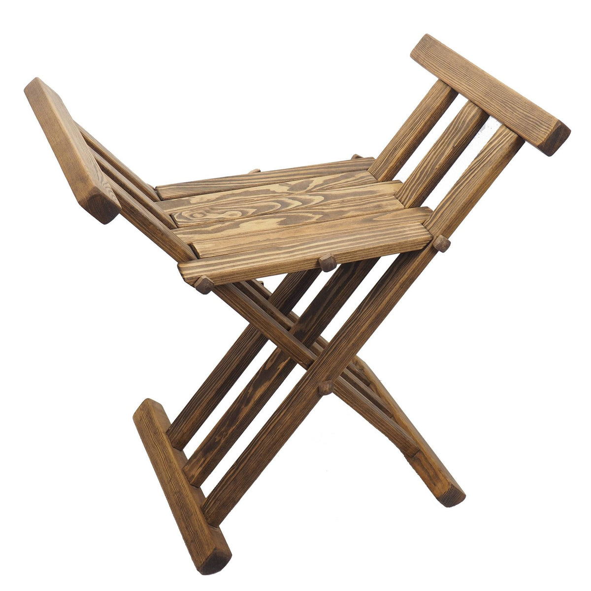 Old dark oak color Wooden medieval viking folding chair, Personalized color