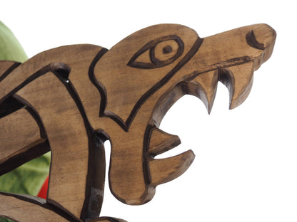BIG Wooden Dragons,  Hand Carved, Urnes Style Viking Wall Hanging, Two wolves, viking wall decor, viking room decoration, viking art, norse