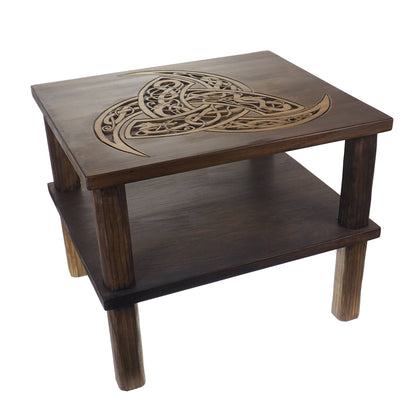 Coffee table, triple horns of Odin, Personalized, Hand Carving, Viking decor, hand carved table, Viking, night table, Norse, Scandinavian