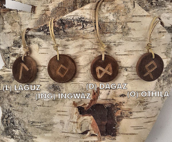 Rune necklace, Rune pendant, Rune jewelry, Wood jewelry, Runes, Viking necklace, Viking pendant, Viking jewelry, Carving Rune