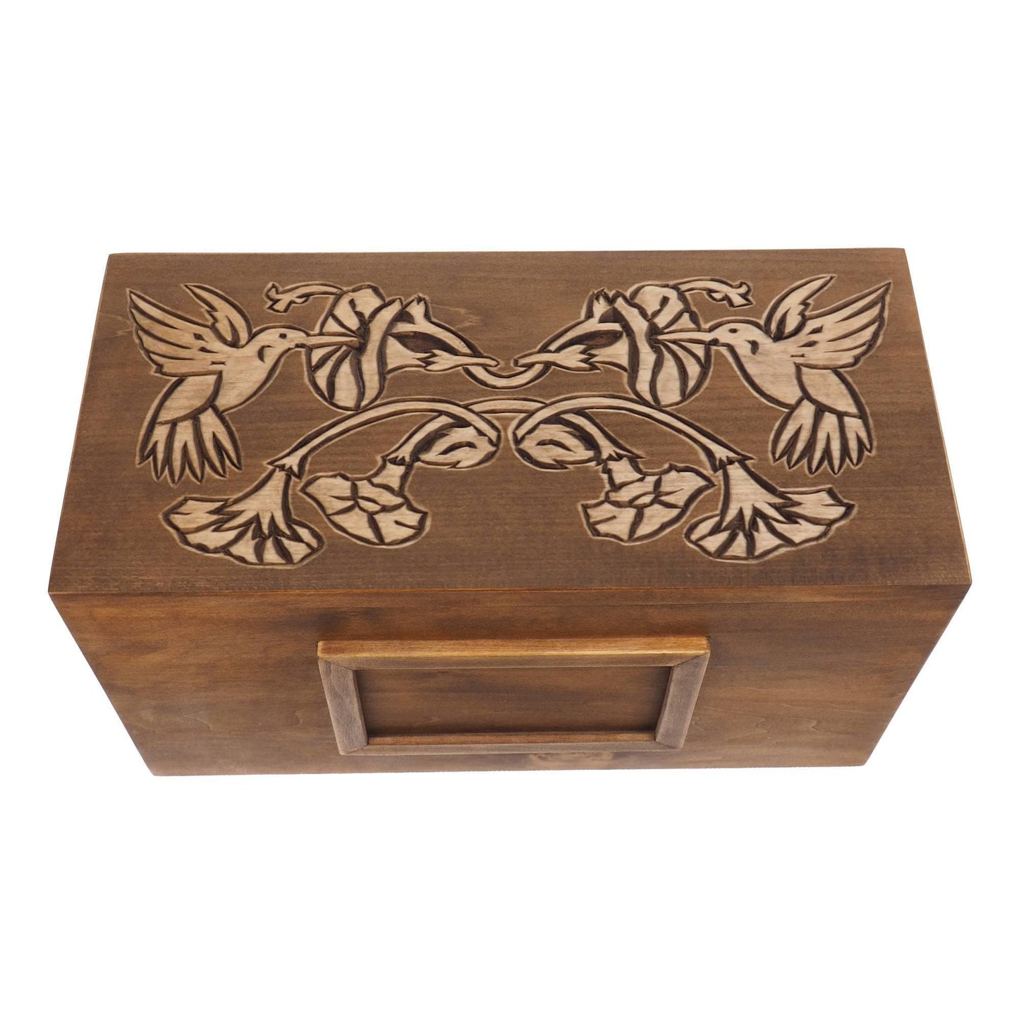 Hummingbird Double  Wood Urn Personalized For Human Ashes, With Frame for Photo, Wooden Memorial Box Carved , Keepsake Cremation Urns