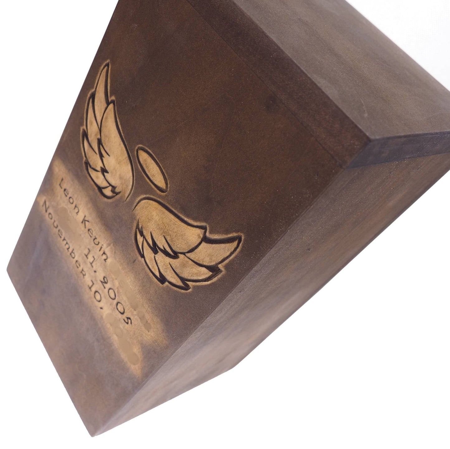 Angel Personalized Wood Urn, Children Urn,For Human Ashes, Wooden Memorial Box, Carved Keepsake Cremation Urns, Cremation Box For Burial,