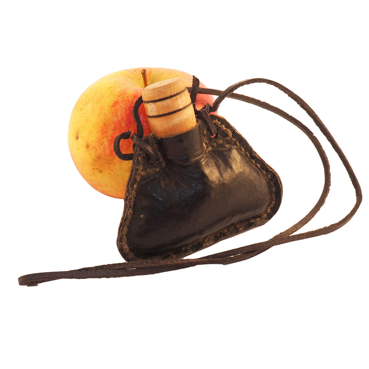 Mini hand crafted authentic medieval wine skin with wooden stopper leather flask bladder ALL NATURAL