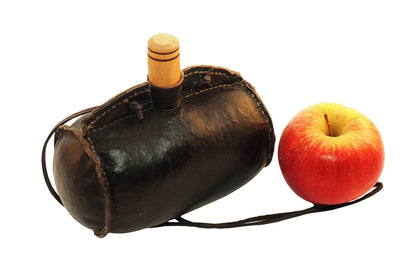 Large hand crafted authentic medieval wine skin with wooden stopper leather flask bladder ALL NATURAL Witcher